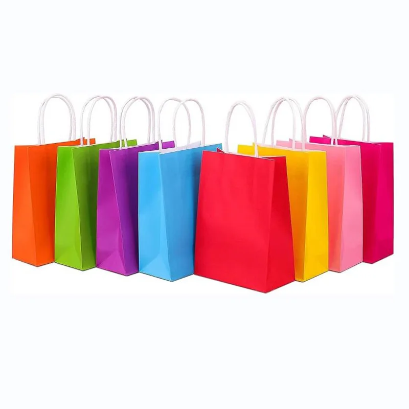 10pcs Craft Paper Gift Bag with Handle Party Valentine's Day Wedding Birthday Gift Candy Bag Shopping packing Bag Paper Handbag