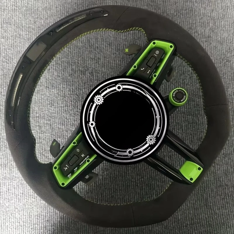 Green Accent Suede Steering Wheel with LED Indicator Lights, Old-to-New Upgrade view 5
