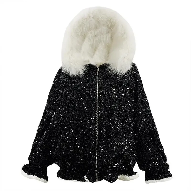 Vrouwen Parka Nieuwe Mode Koreaanse Winter Dikke Pailletten Solid Rits Losse Volledige Sweet Warm Houden Meisjes Parka Kleine Verse