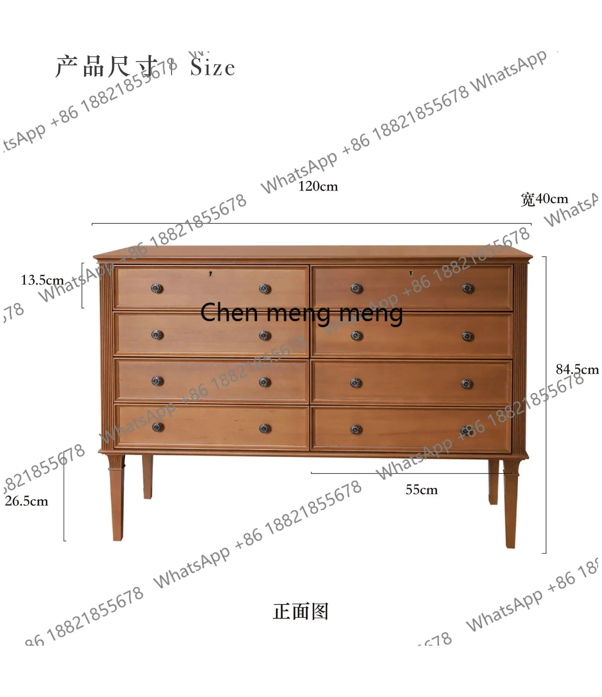 Medieval solid wood chest cabinet, living room against the wall, locker, light luxury, high-end side cabinet
