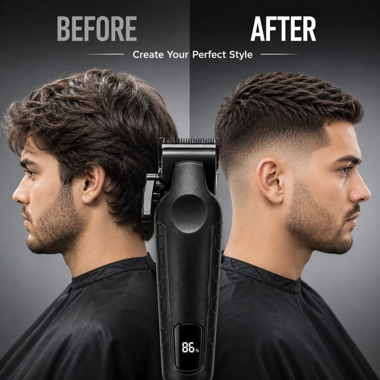 Electric Hair Clipper, Home Self-Service Hair Cutting Tool, Men's Hair Trimmer, Family Hair Clipper, Portable Electric Clipper, Type-C Charging, Led Digital Display of Battery Percentage, Equipped with 4 Guide Combs, 1.5Mm/3Mm/4.5Mm/6Mm Multi-Length Options, Three-Level Blade Adjustment, Easy to Operate and Use, Suitable for Daily Hair Cutting for Men and Adults, Easy to Trim Hair at Home