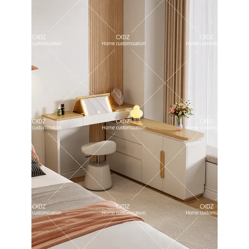 Corner comb cabinet dresser chest cabinet integrated desk 2026 new bedside storage cabinet bedroom bay window L-shaped makeup