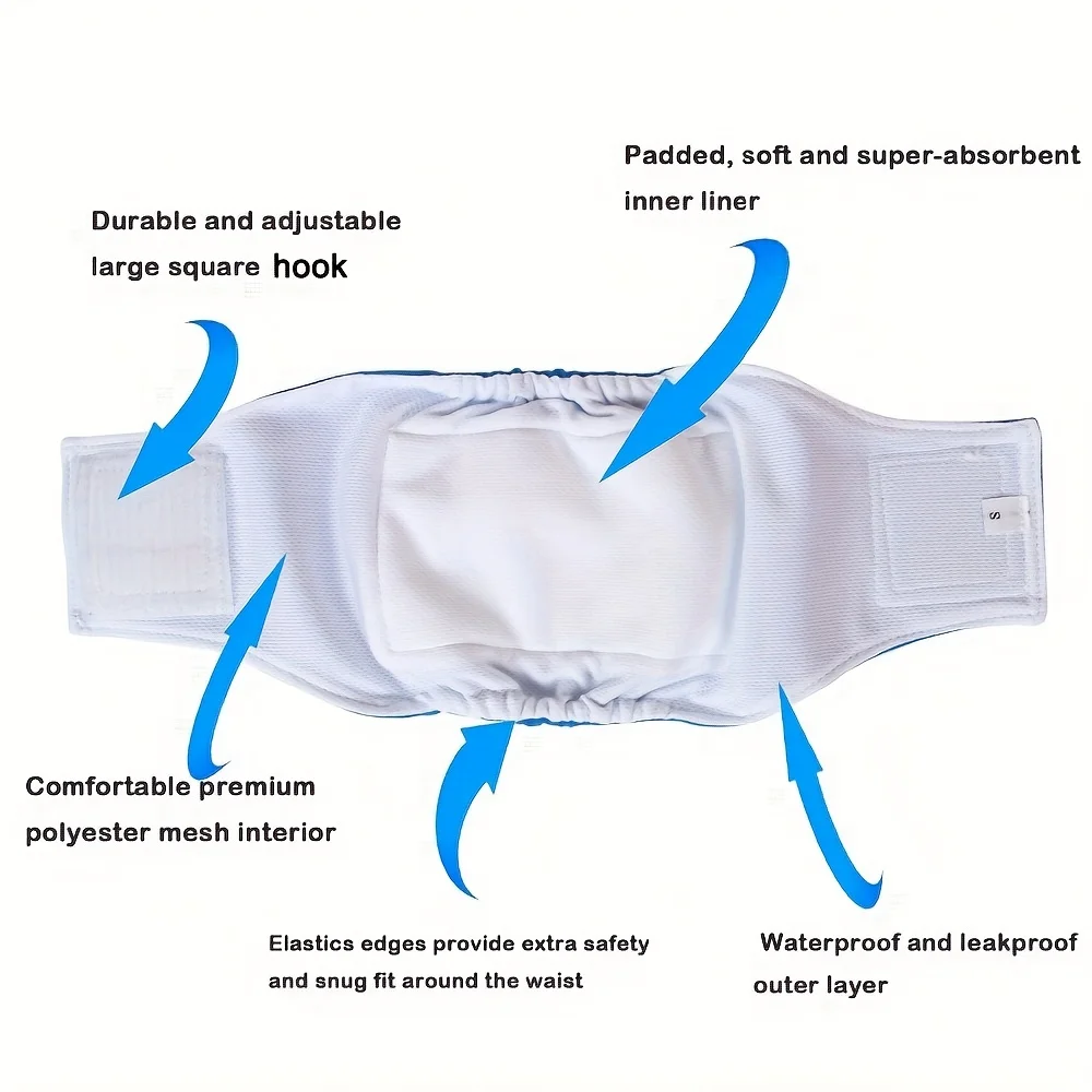 1pc Belly Band Diaper for Male Dogs, Pet Dog Clothes, Small Medium Size Dog Belly Wrap Leakproof Washable