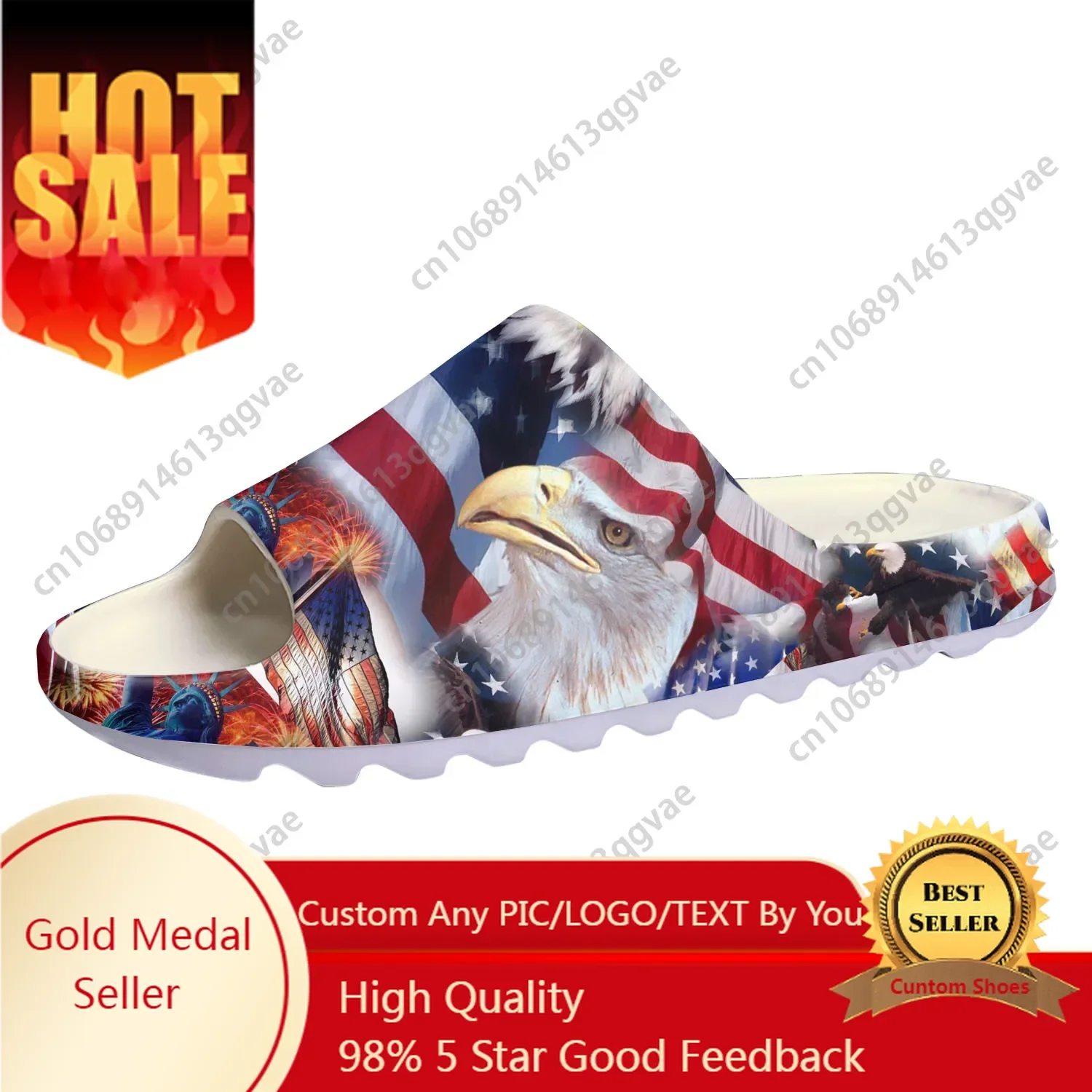 

USA Flag Soft Sole Sllipers Home Clogs Step on Water Shoes Mens Womens Teenager Beach American Customize on Shit Sandals