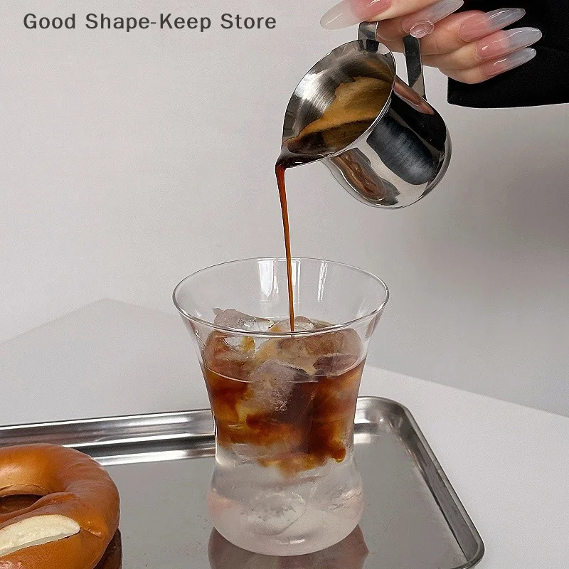 60-240ML Measuring Cup With Coffee Milk Frothing Pitcher Cup Kitchen Stainless Steel Creamer Pitchers Pouring Spout Coffeeware