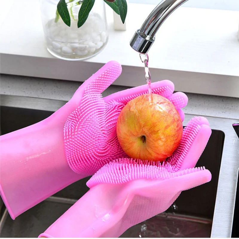 Pet Grooming Reinigungshandschuhe Hund Katze Badeshampoo Handschuh Wäscher Magic Dishwashing Cleanner Schwamm Silikon Haarentfernungshandschuh