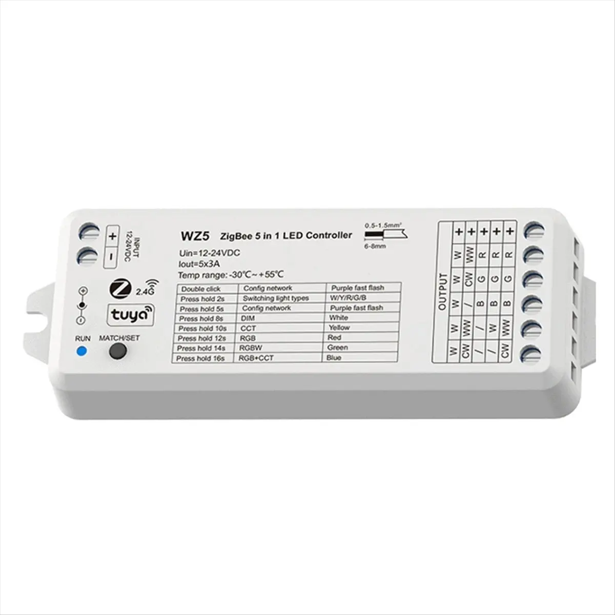 AA83 Tuya Zigbee LED Controller 5in1 RGB CCT RGBW RGBCCT DC 12V 24V 15A LED Strip Light Smart Life Voice Home WZ5