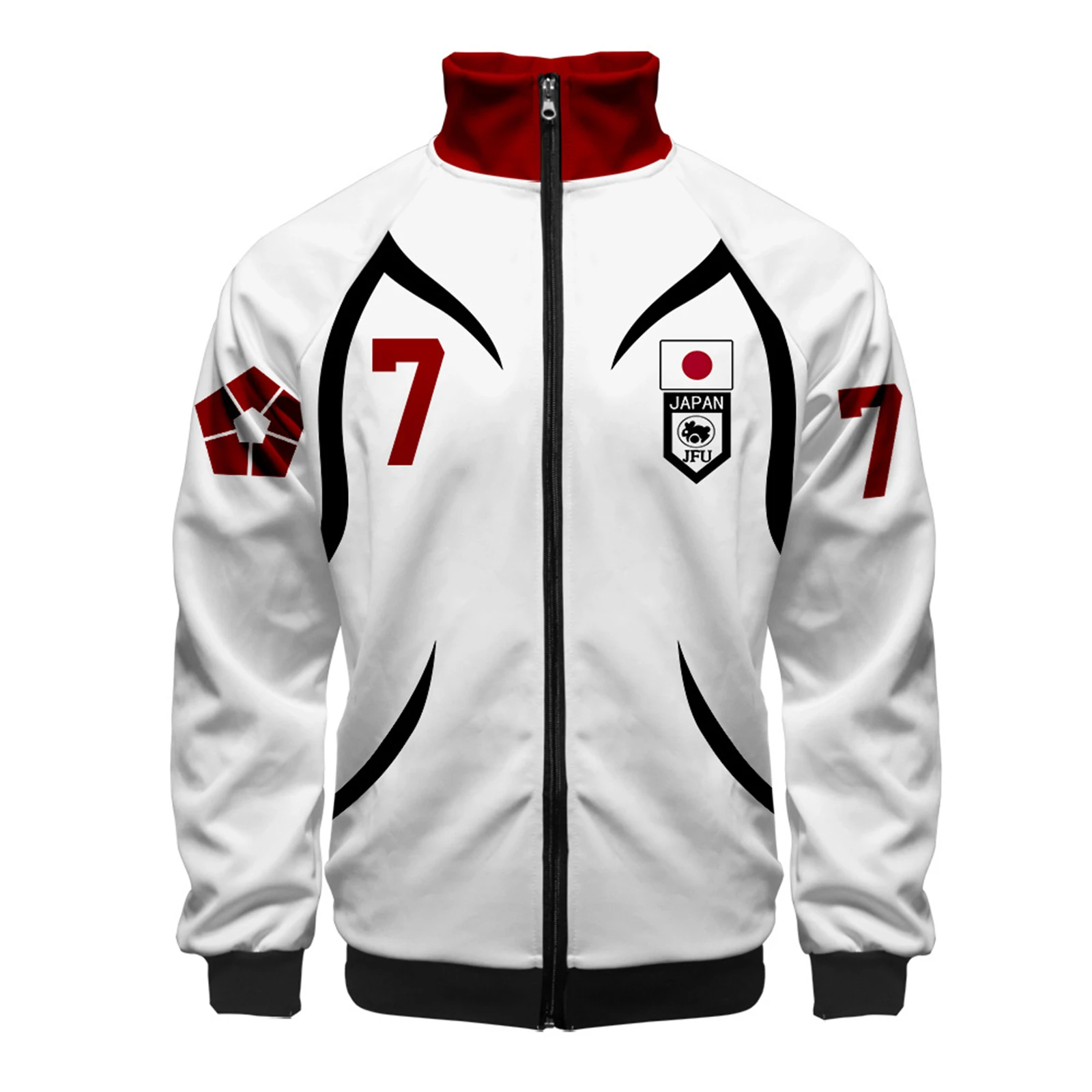 2025 Neuer Lock Munchen Yoichi Isagi Reißverschluss-Sportmantel, Unisex, weiße Jacke, Trainingsanzug, Stehkragen, Sportbekleidung