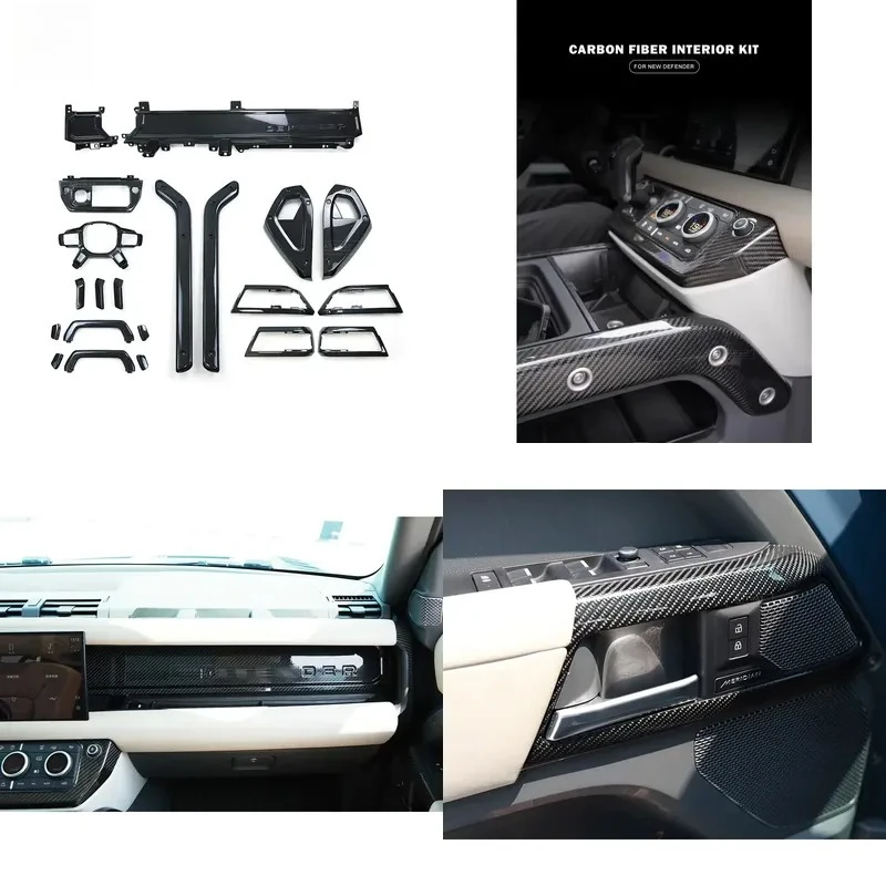 【CHIMU HOME】 Real Dry Carbon Fiber Interior Kit for Defender 90 110 130 Series Aesthetic Styling Modification Set