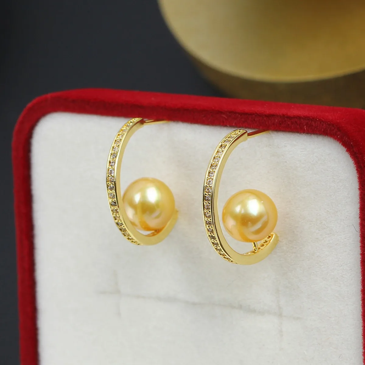 Minimalist Women Brass 14K Gold Filled Half C Ring Micro Pave CZ Blank Setting Handmade Findings For DIY Pearl Stud Earring