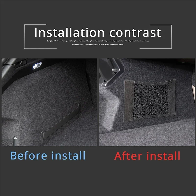 

For Porsche Taycan 2019-2024 Black Car Trunk Double Mesh Organizer Cargo Organizer Car Accessories 38*25 Cm