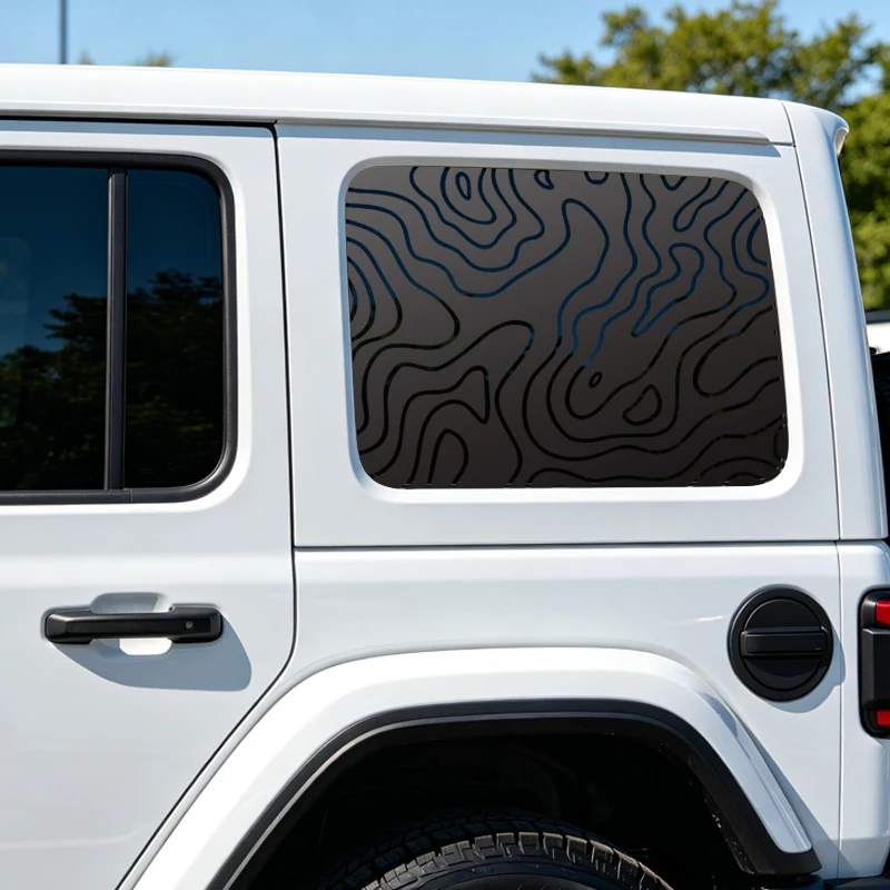 Topo Map for Car Sticker Triangular Window Decoration Universal All Vehicles Exterior Accessories PVC Waterproof Vinyl Decals