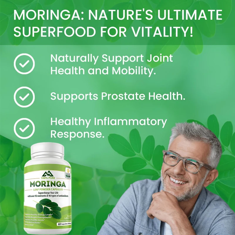 Moringa capsules are a single source of Moringa powder, organic Moringa leaf metabolism, and immune support.