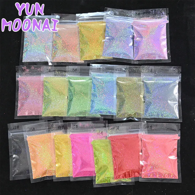 ผงกลิตเตอร์เล็บโฮโลแกรมเลเซอร์สีรุ้ง 0.2 มม. ผงกลิตเตอร์เล็บวิบวับ 10 กรัม ผงกลิตเตอร์ระยิบระยับ สำหรับตกแต่งเล็บ DIY