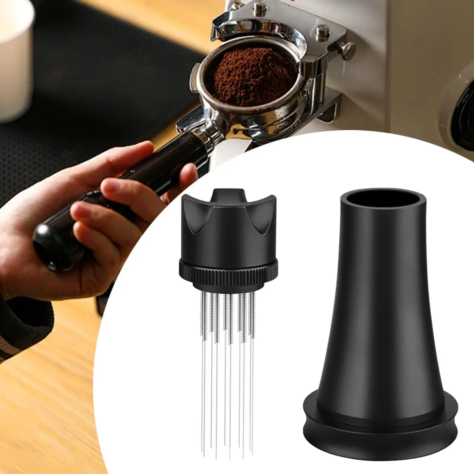 스탠드가 있는 커피 디스트리뷰터 전문 손 교반 핀, 에스프레소 교반기 도구, 카페 주방 가정용 인체 공학적 핸들