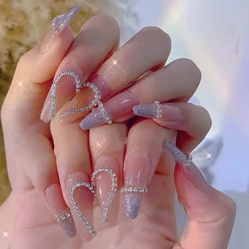 30cm Lange Luxus-Kristallketten-Nagelcharms 1,5/2mm Glänzende Klare/AB Diamant-Perlen Nagelkunst Metall-Stahl Französische Nagel-Maniküre-Teile – Detail 3