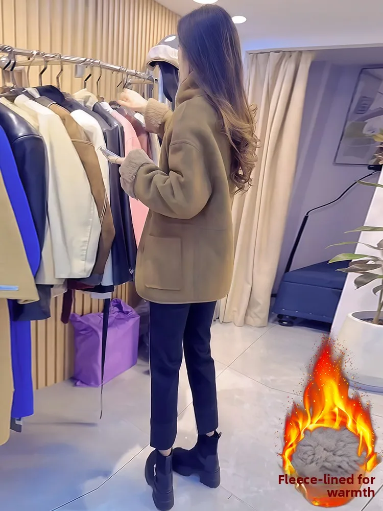 독특한 디자인의 아름다운 여성용 루즈핏 플러스 사이즈 따뜻한 롱 셔츠, 초겨울 출퇴근용