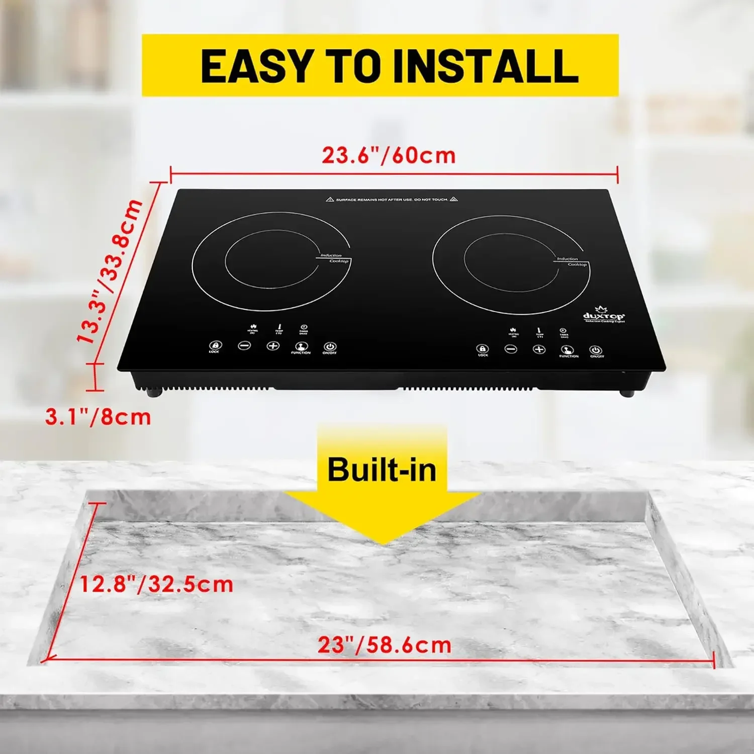 1800W Portable Induction Cooktop 2 Burner, Built-In Countertop Burners W/ Adjustable Temperature Control, 8620BI/BTK35