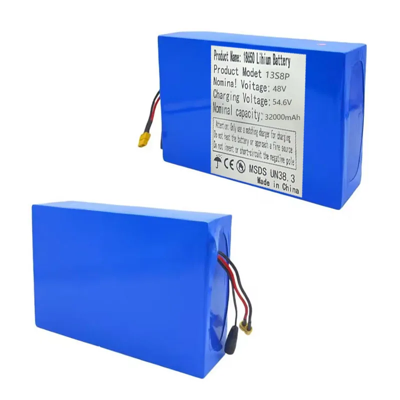 بطارية ليثيوم 48 فولت 32 أمبير 32000 مللي أمبير 13s8p ذات سعة كبيرة مناسبة لـ 48 فولت 1000 وات - شاحن BMS 54.6 2A مدمج