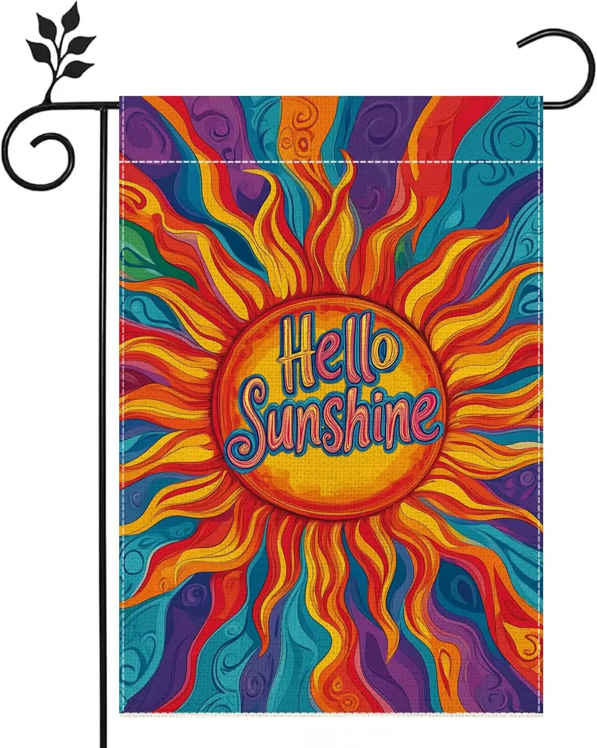 Hello Sunshine Summer Garden Flag for Outside 12x18 Inch Double Sided Burlap Colorful Sunshine Farmhouse Holiday Yard Flag D IIK