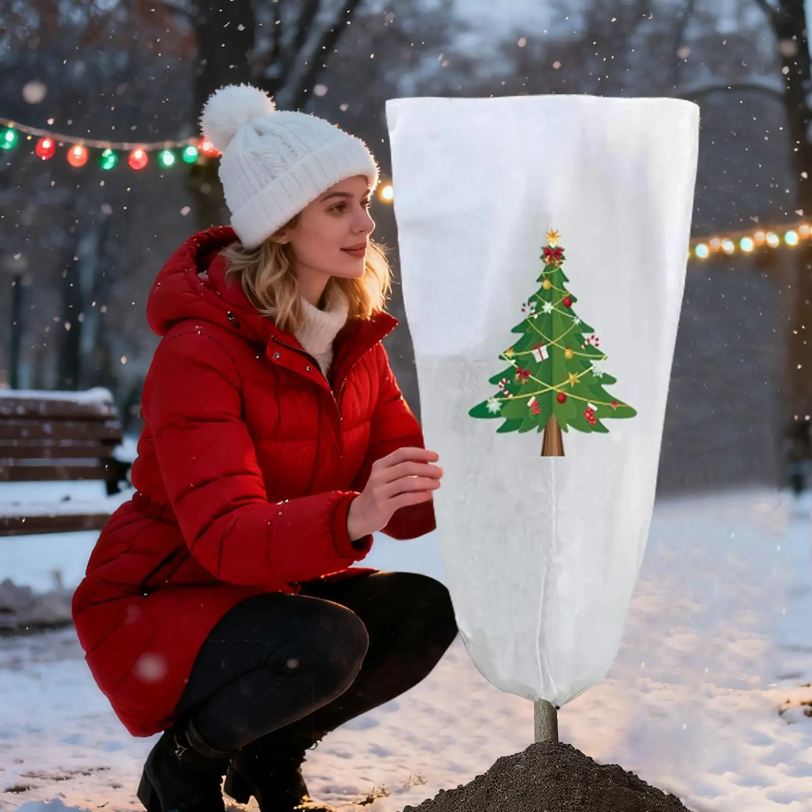 Tree Frost Protection Covers 2 Pieces Christmas Non-woven Bark Protection Thickened Plant Guard For Outdoor Fence Garden Farm