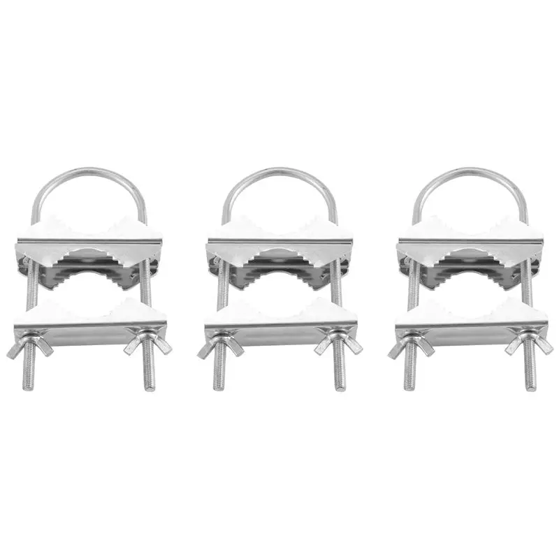 Double Antenna Mast Clamp V Jaw Block With U Bolts Heavy Duty Anti-Rust Mast To Mast Mount Bracket Kit For TV,CB(3 Set)-AT36