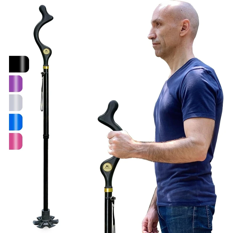 

Walking Cane Foldable for Men & Women Seniors for Balance,Self Standing Folding Cane,Height Adjustable Anti-Slip Lightweight