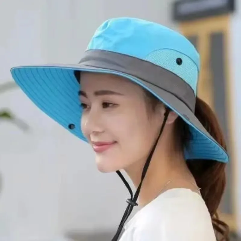 Women's Outdoor Large Brim Ponytail Fishing Hat with Quick Drying and SUN Protection, Perfect for Beach Traveling and Cycling