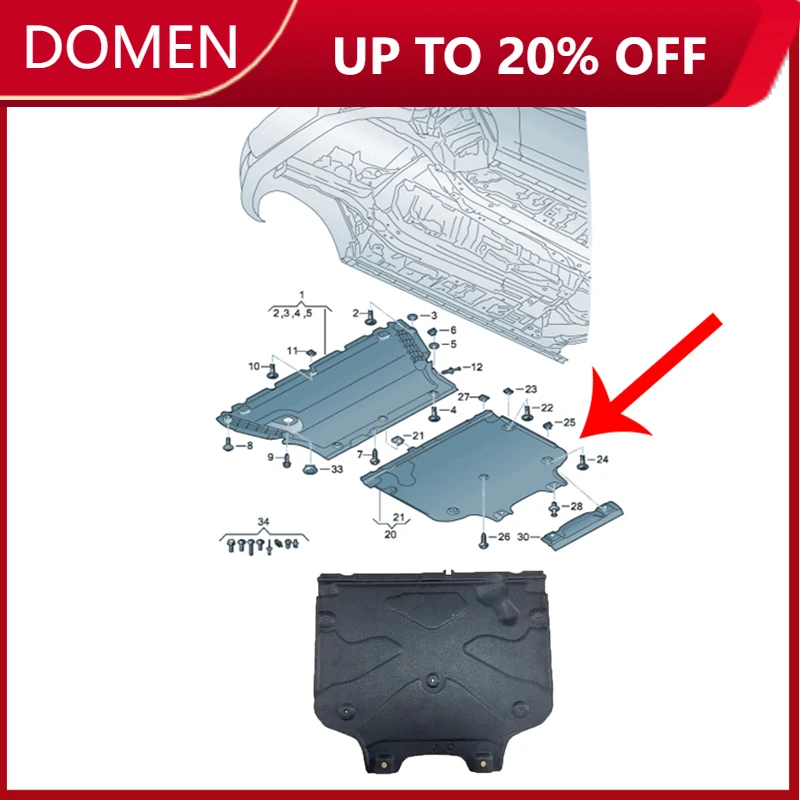 

Car Underbody Protection Cover Engine Bottom Lower for Audi A4 B9 2017 2018 2019 2020 2021 2022 2023 2024 2025 8WD863822A