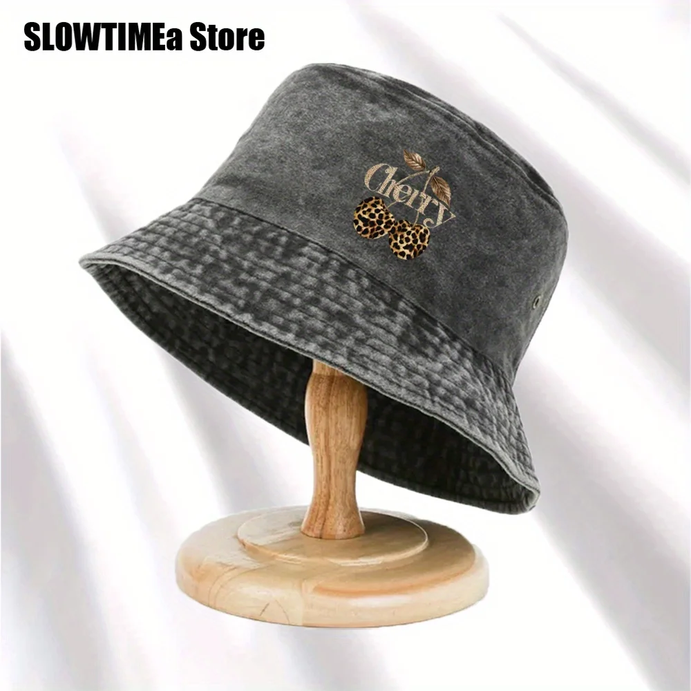 1pc Leopard Hat, Fashion Hats, Trendy Hats, Washed Hats, Multiple Color Options Fisherman Hats, Bucket Hats, Foldable Fisherman