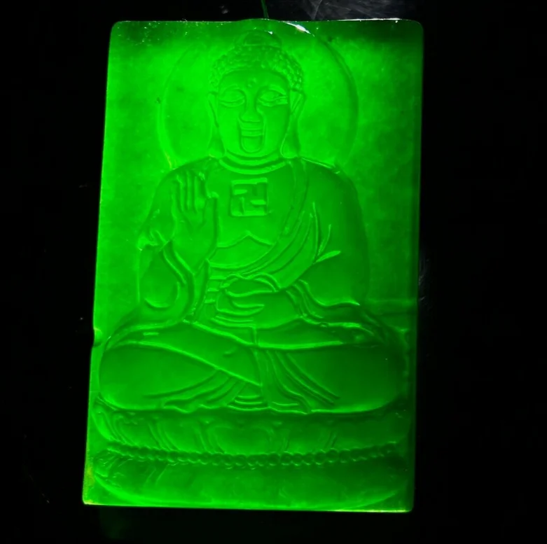 Certified Natural Ice Jade Jadeite Carved Biggish Buddha Pendant&Necklaces Amitabha