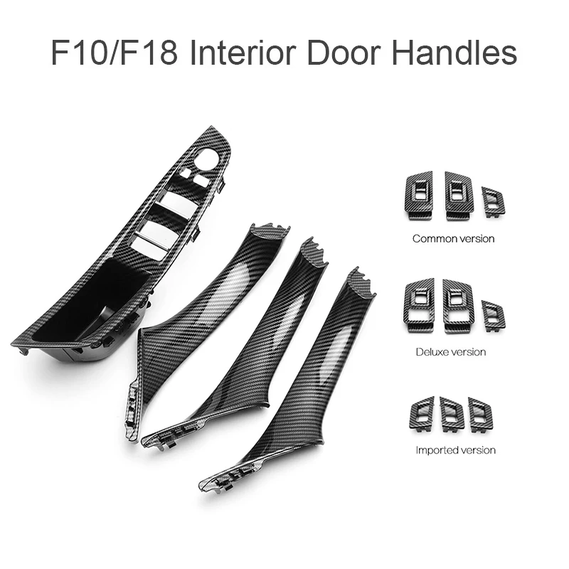 7Pcs Left Hand Drive For BMW 5 Series F10 F11 F18 10-17 Carbon Fiber Car Interior Inner Door Handle Panel Pull Trim Car Styling