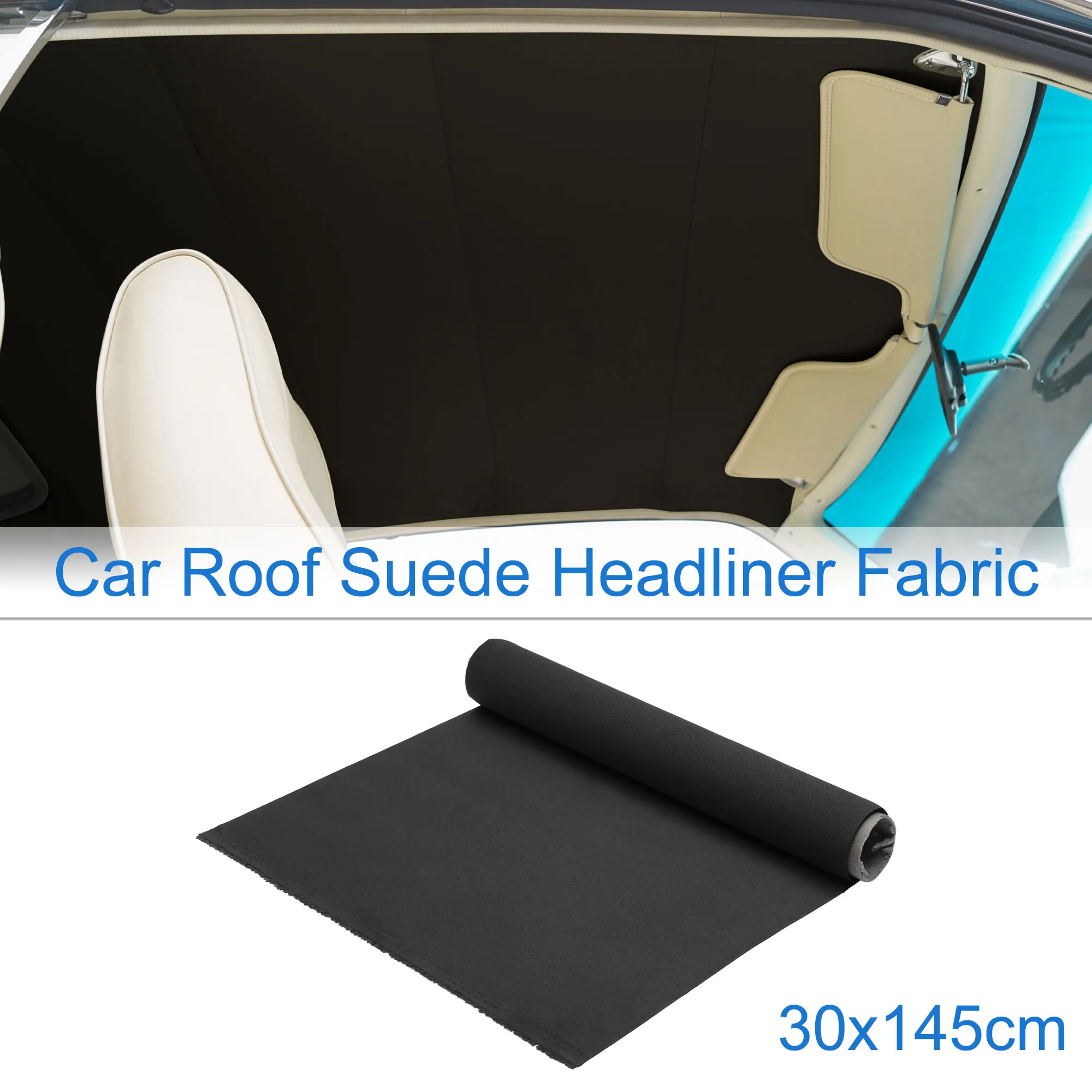 UXCELL 150G Headliner Fabric 30x145cm  Interior Trim DIY Roof Repair Replacement Suede Fabric Black