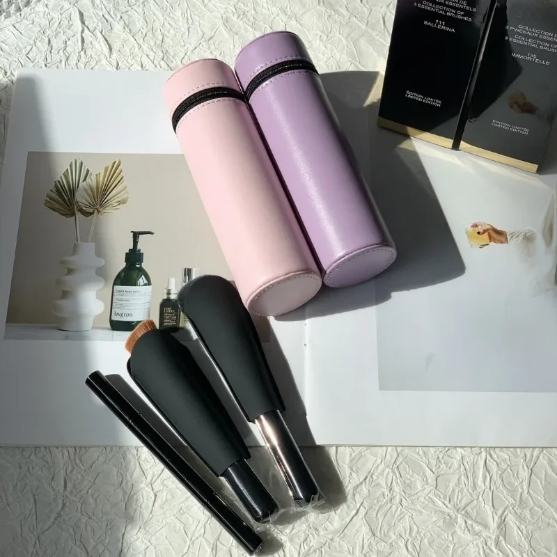 Limited Edition Makeup Brush Set Luxury Blush Brush Dual-use Foundation Brush Double-head Eyeshadow Brush Calfskin Travel Bag