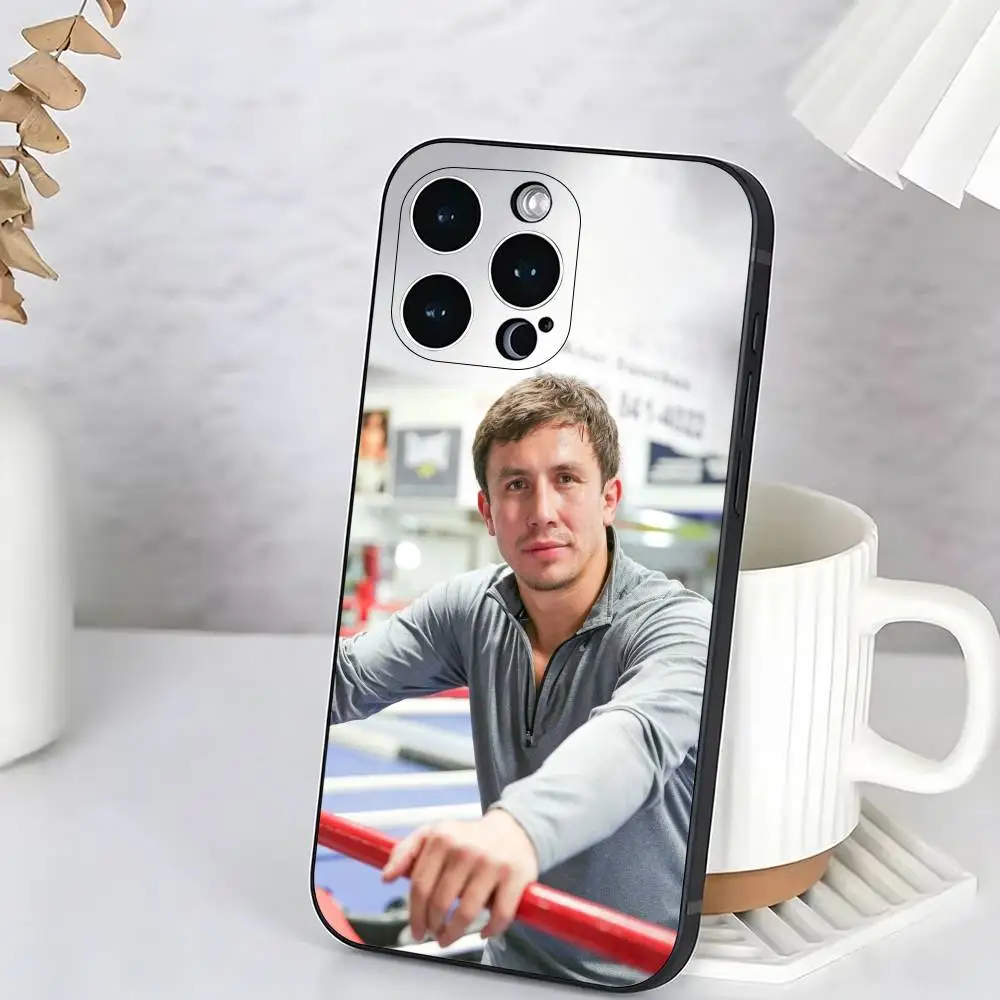 Стильный чехол для телефона с изображением Геннадия Головкина iPhone 17 16 15 14 13 12 11 Plus Pro Max XS мягкий черный