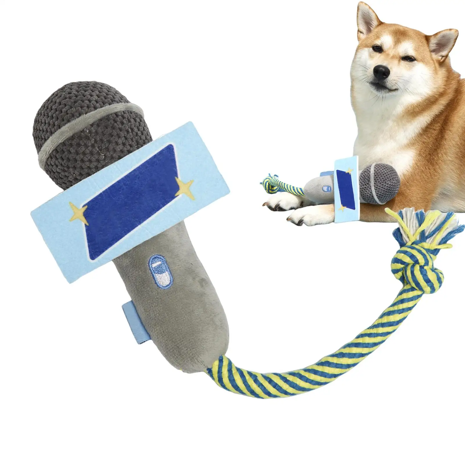 

Chew Toys for Cats Microphone Cat Catnip Toys Interactive Plush Rope with Sound Bells Dog Teether for Tugging Chewing Tossing