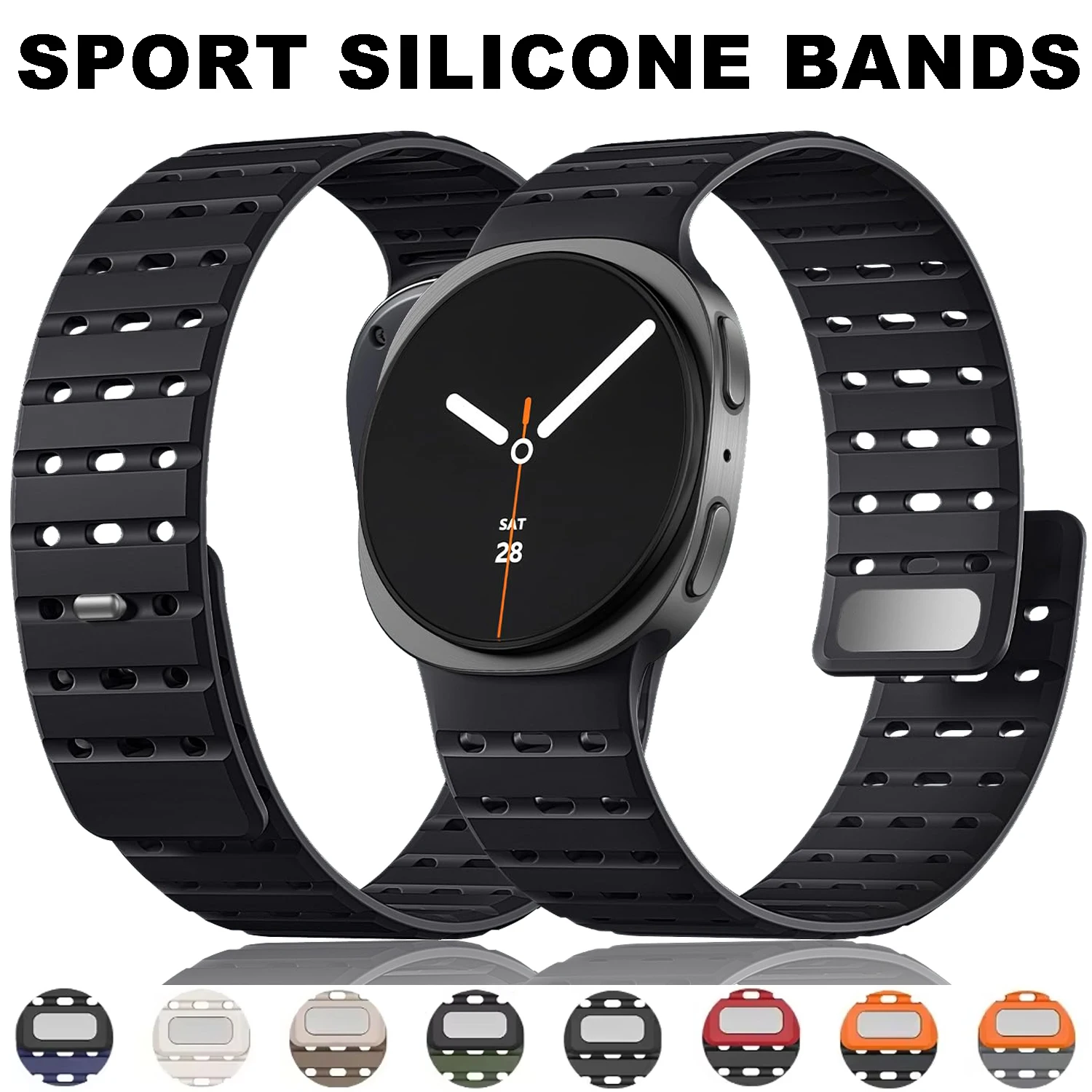 

Magnetic Silicone Band for Samsung Galaxy Watch 8 40mm 44mm No Gap Soft Breathable Strap for Watch 8 Classic 46mm 2025 Bracelet