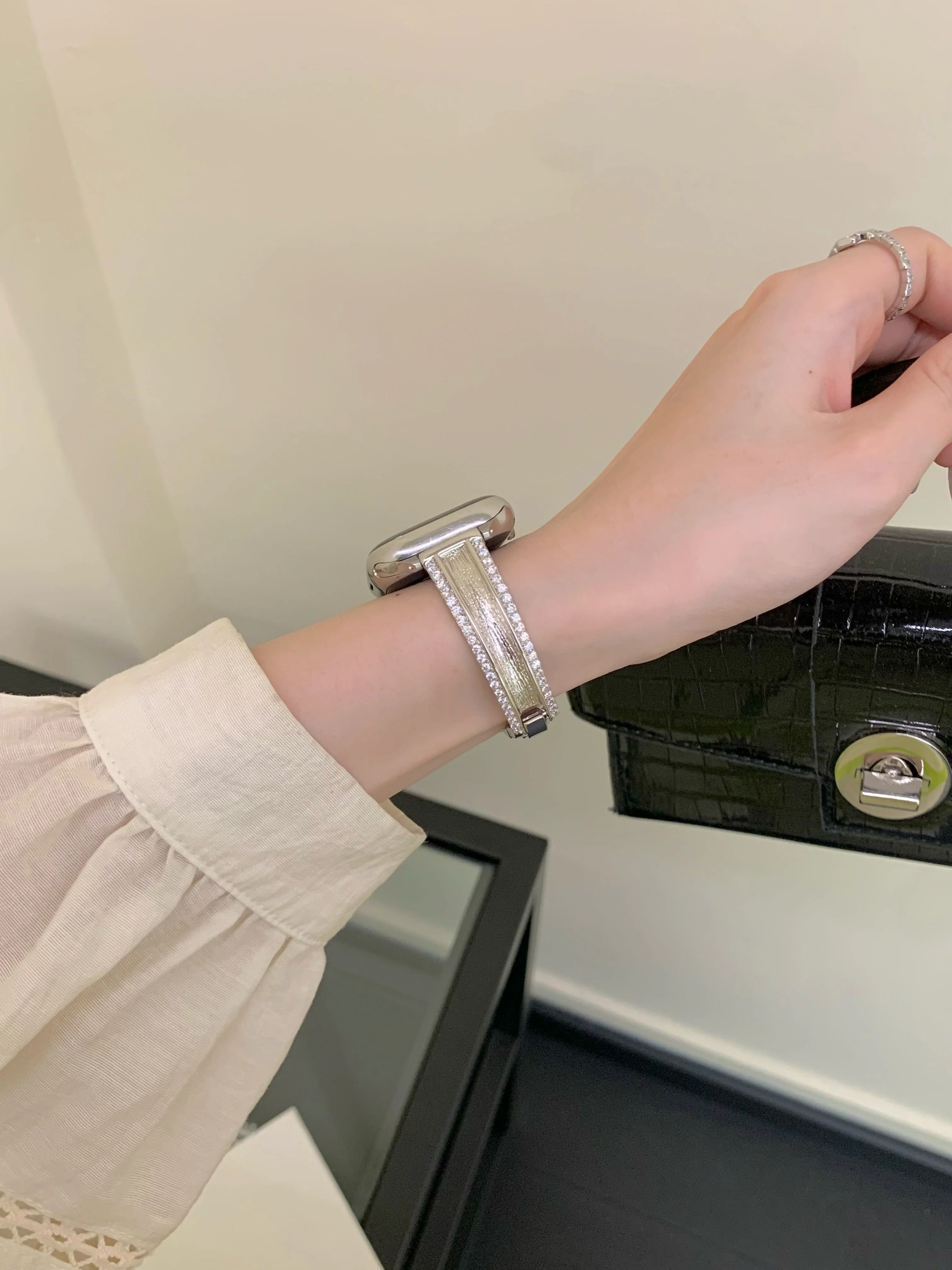 متوافق مع حزام iWatch 38 مم 40 مم 41 مم 42 مم 44 مم 45 مم 49 مم حزام معدني من الماس المتلألئ #3