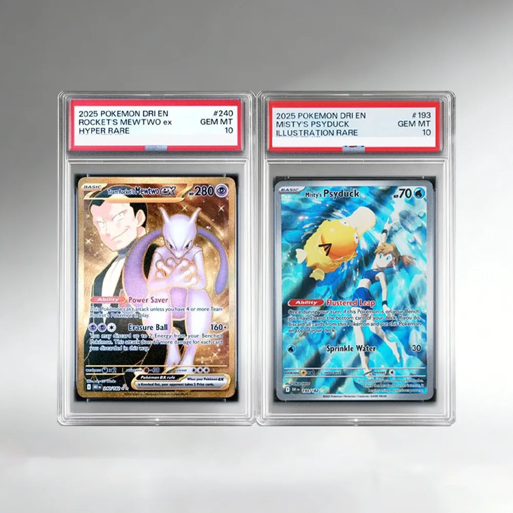 

DIY PTCG Rating Game Card English Rocket's Mewtwo Psyduck Grade GEM MT 10 Collection Card Holographic Label Card Anime Card