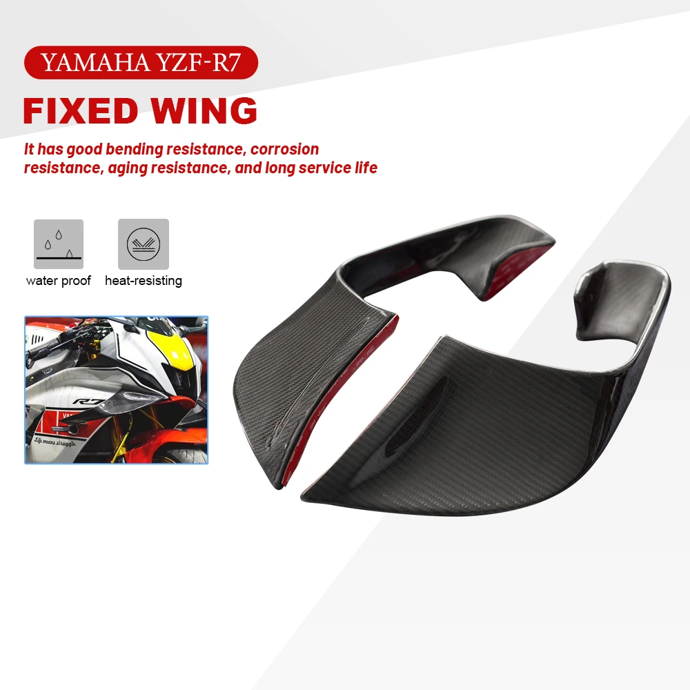 100% Carbon Motorcycle Aerodynamic Winglets For YAMAHA R7 YZF R7 YZFR7 R7 2021 2022 2023 3k Carbon fiber Fairing Fixed Wind Wing