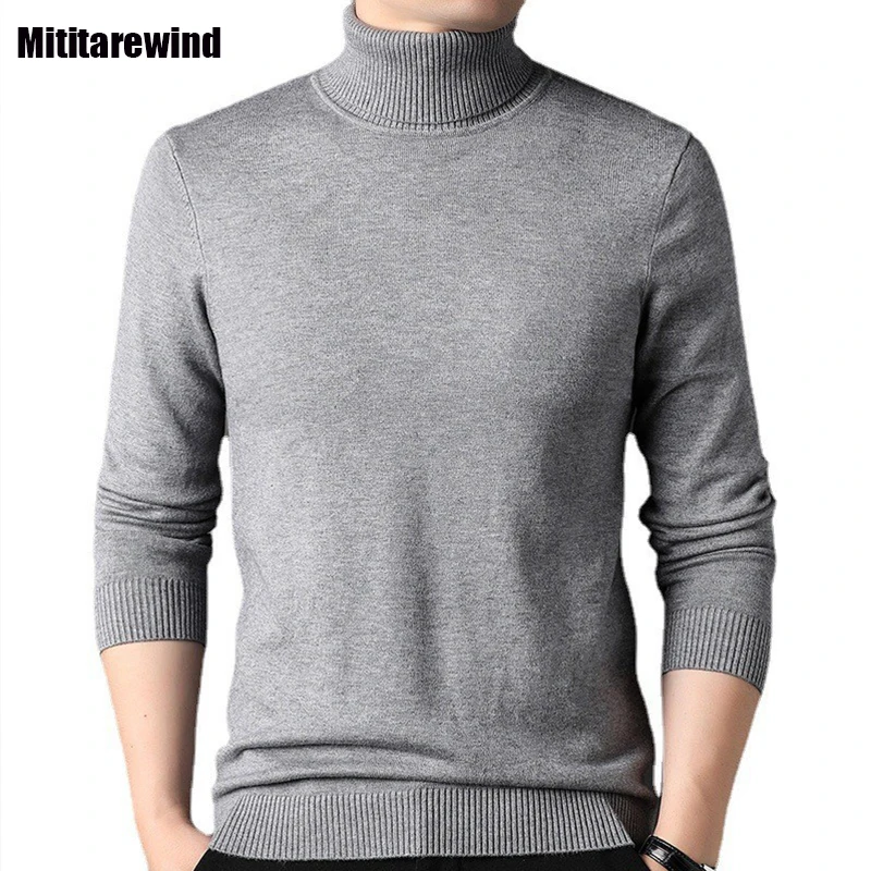 

Fall Winter Turtleneck Men Sweaters Daily Casual Solid Sweater Slim Thinken Pullover Knit Sweater Jumpers Korean Style Knitwears