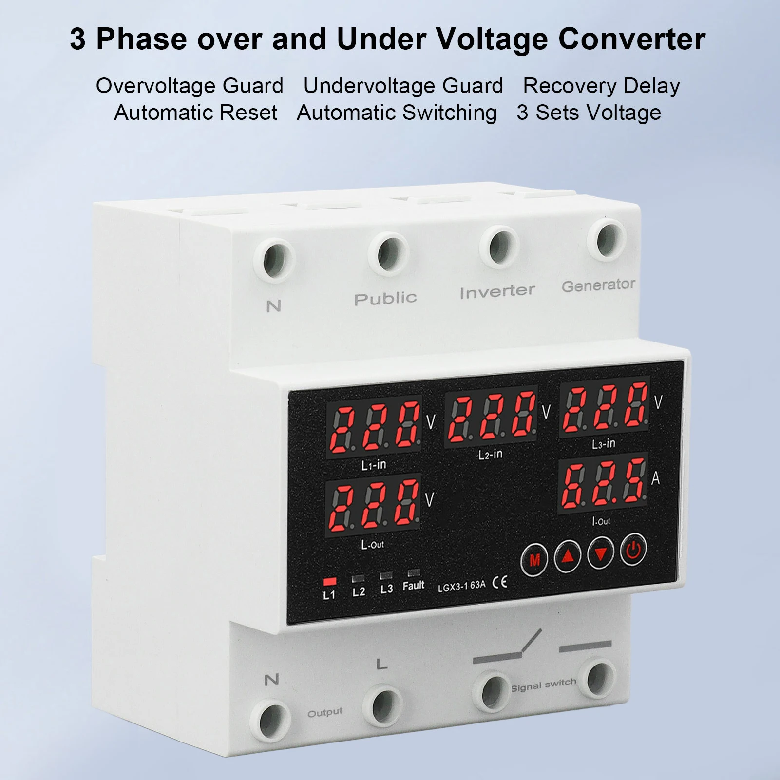 Automatic Changeover  3 Phase 4 Wire 63A Automatic Transfer  Adjustable Parameter for Commercial Industrial Use