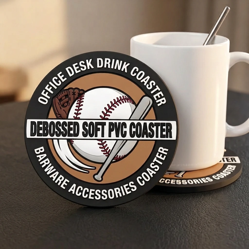Custom Printed Round Non‑Slip PVC Drink Coaster Heat‑Resistant Cup Pad Home Office Table Protector