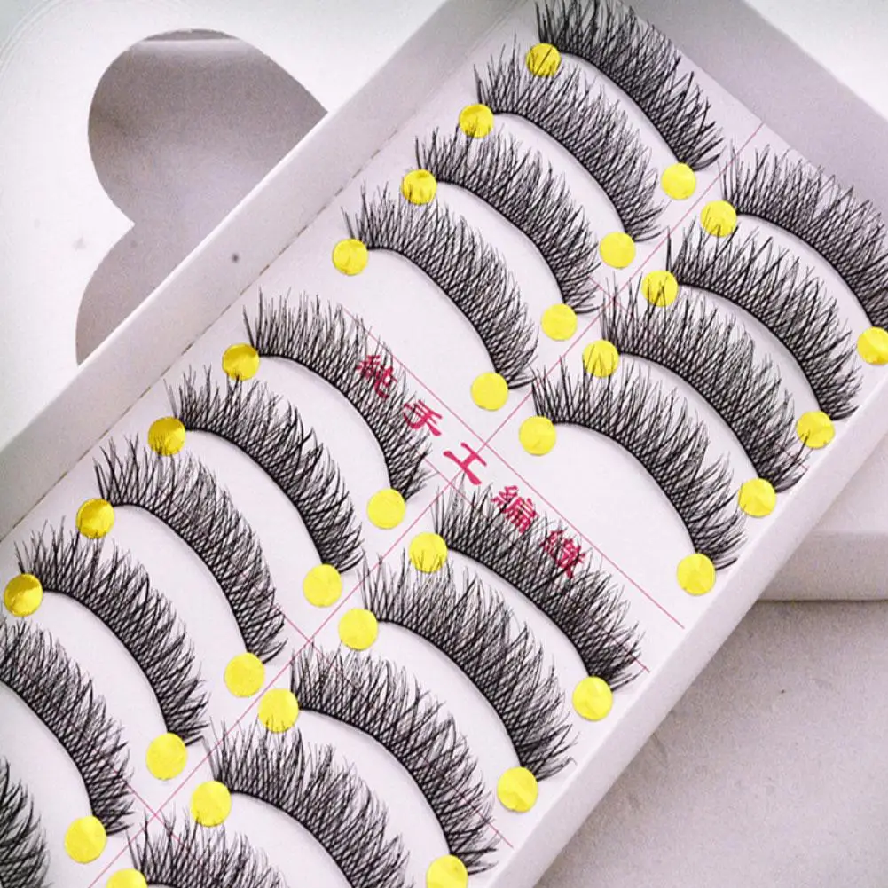 10 pares feitos à mão naturais longos cílios postiços maquiagem maquillage cílios cilios falsos cílios falsos cils