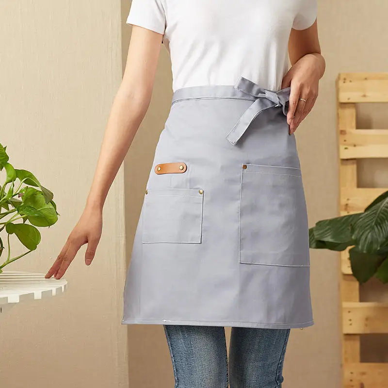 Anti-Oil Bib Apron With Pockets Cooking Kitchen Aprons For Women Men Chef Apron High Qulaity Half-Body Couple Stylish Apron