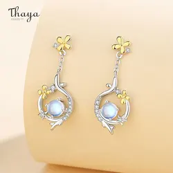 Thaya S925 Sterling Silver Women Earrings Flower Moon Design Elegant Earring for Women Zircon Fashion Earring Party Fine Jewelry