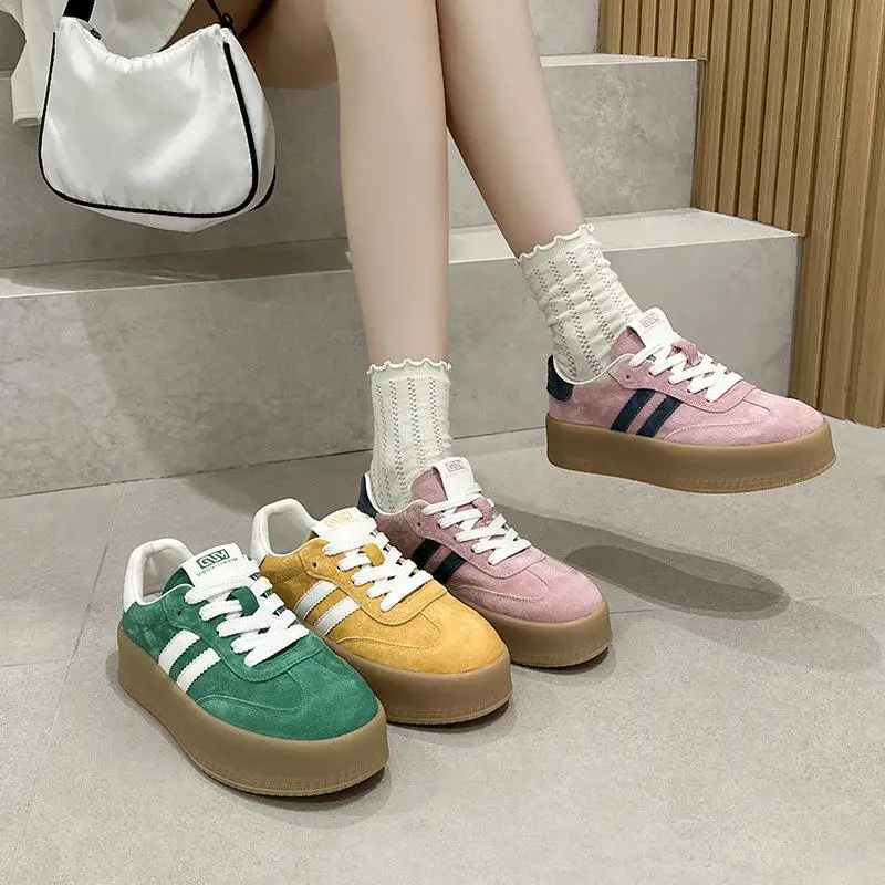 

Women's Casual Leather Sport Shoes Thick Bottom Heightening Old Dad Shoes Student Versatile Inner Heightening Fashionable Fla...