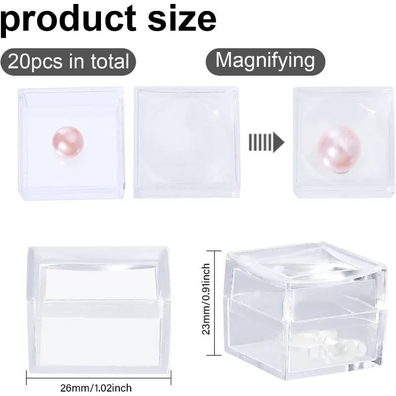 20pcs Transparent Plastic Diamond Jewelry Display Boxes