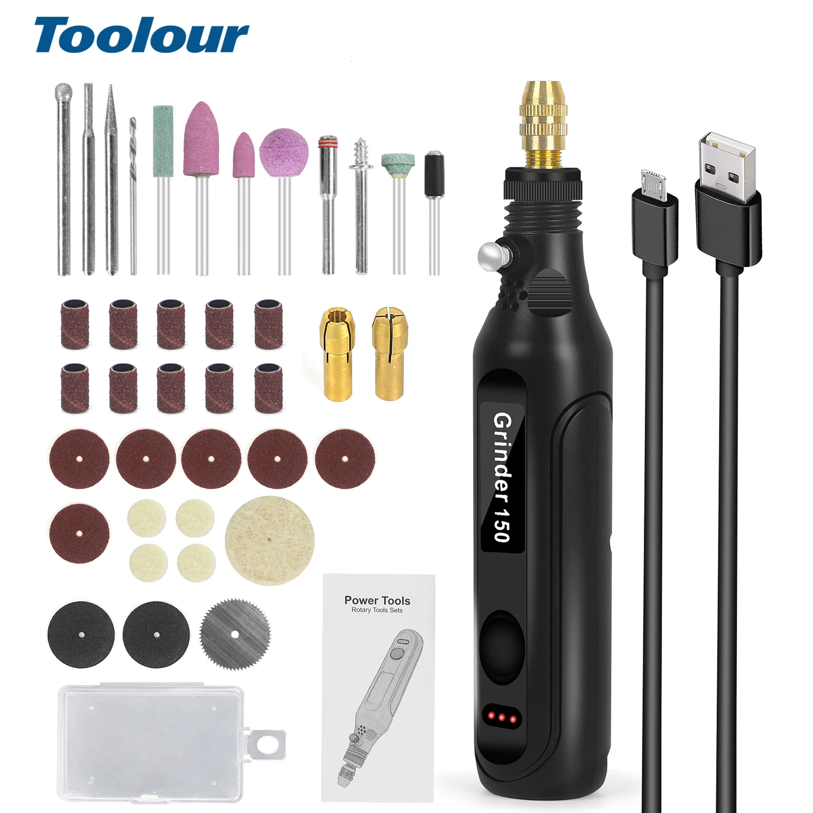 Mini Electric Cordless Rotary Tool Kit 3 Speed Adjustment Grinder Tool for Cutting Sanding Carving Polishing Engraver DIY Crafts