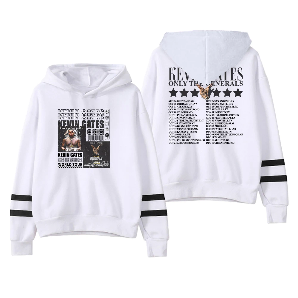 Kevin Gates Only The Generals Tour Hoodie Pocketless Parallel Bars Sleeve Streetwear Men Women Hooded Sweatshirt Hip Hop Clothes